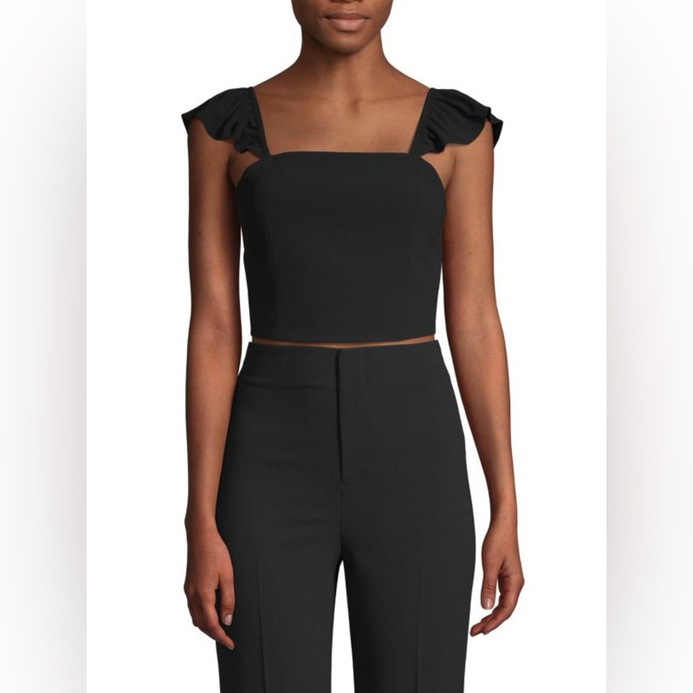 ALICE + OLIVIA Celestia Ruffled-Sleeve Cropped Top in size 2